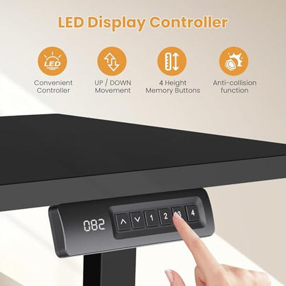 63 Inch Reversible L Shaped Standing Desk with Power Outlets, Black - color: Black, size: 63×55'' with Outlet