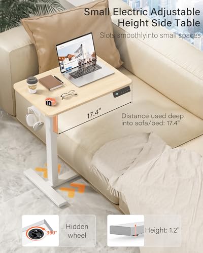 FiCiHi 24"x 16" Electric Standing Desk, Mobile Sit Stand Up Desk, Maple - color: Maple, size: 24" x 16"