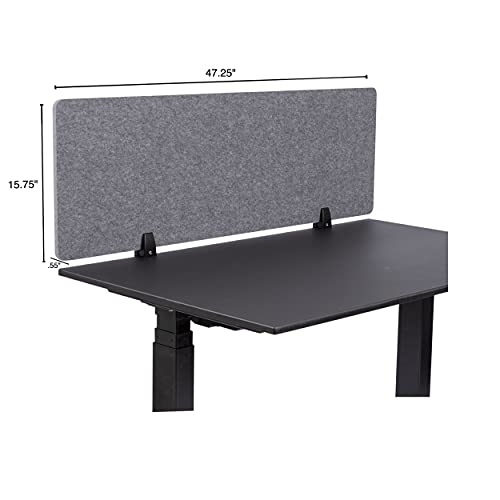 Stand Up Desk Store ReFocus Raw Clamp-On Acoustic Desk Divider Mounted Privacy Panel to Reduce Noise and Visual Distractions (Castle Gray, 47.25" x 16") - color: Castle Gray, size: 48" X 16"
