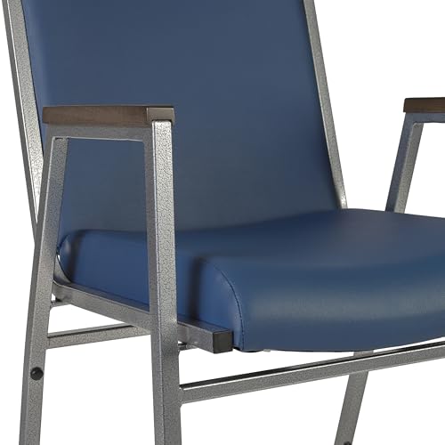 Flash Furniture Hercules Vinyl Stack Chair with Arms, Navy - color: Navy Vinyl, size: Set of 1