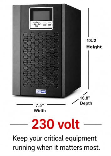 OPTI-UPS (European 230 Volts) Online Double Conversion Uninterruptible Power Supply, Pure Sine Wave, UPS Battery Backup, Surge Protection (Black, 3000va-Online) - size: Online-3000va