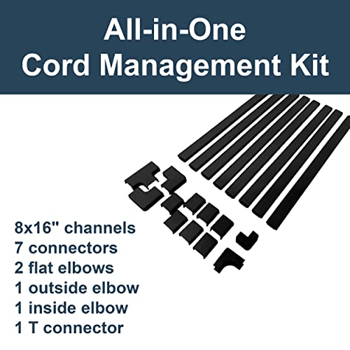 Legrand Wiremold C210SBK Cordmate II 128 Inch 20 Piece Cord Cover Kit, Organizer for Wall, Holds Up to 3 Cords or Cables, Sustainable Packaging, Black (1 Pack) - style: C210SBK Sortable - 128 Inches Black