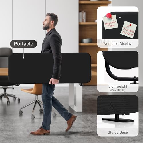 DECOLAB Desk Divider, Movable Desk Partition 48"x18", Midnight - color: Midnight