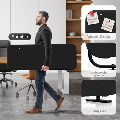 DECOLAB Desk Divider, Movable Desk Partition 48"x18", Midnight - color: Midnight