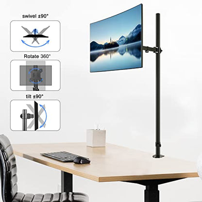 Pholiten Tall Single Monitor Mount with 47" Pole for 13-27" Screen