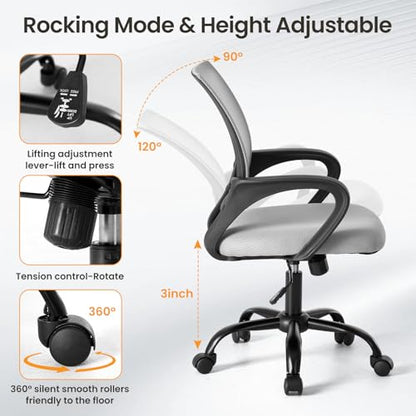 OLIXIS Ergonomic Office Chair 2 Pack, Home Desk Mesh Chairs, Lumbar Support - color: Grey, size: 2
