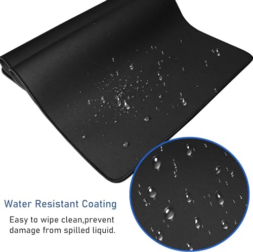 Large Extended Gaming Mouse Pad with Stitched Edges 47.3 X 23.6 in Mousepad - color: Black, size: 47.3L x 23.6W inches