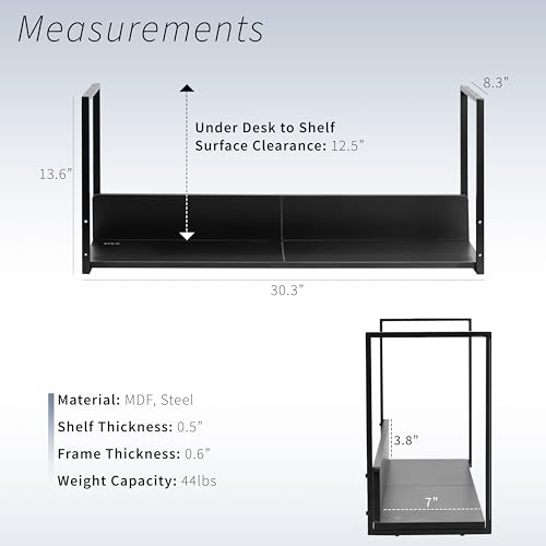 VIVO Black Under Desk 30 x 7 in Storage Shelf, DESK-SHELF30-UB
