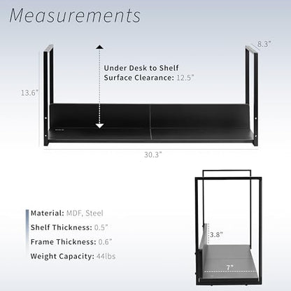 VIVO Black Under Desk 30 x 7 in Storage Shelf, DESK-SHELF30-UB
