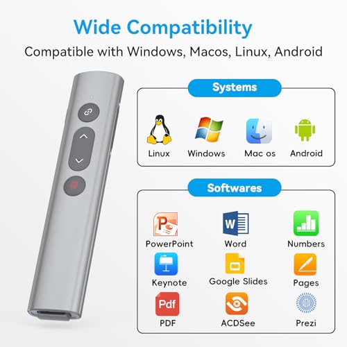 Presentation Clicker for PowerPoint, Aluminum Alloy Wireless Presenter