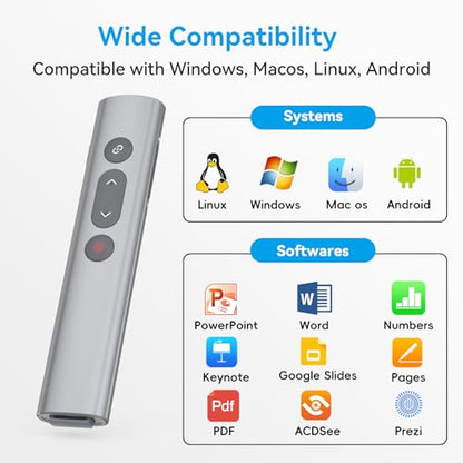 Presentation Clicker for PowerPoint, Aluminum Alloy Wireless Presenter