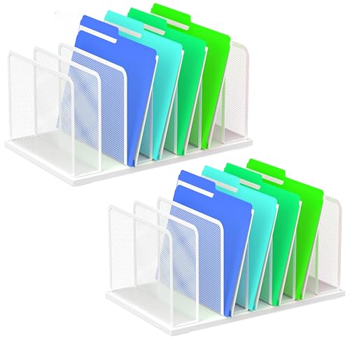 Kuntine.B 7-SectionUpright Desk File Organizer White 2 Pack | Vertical, Mesh, Metal, Assembly, Stability, Sturdiness, Organization, Standing - color: White, size: 2 Pack 7-Section