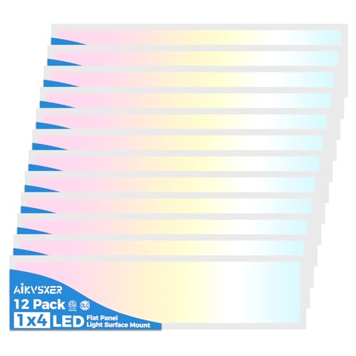 AIKVSXER 12 Pack 1x4 LED Flat Panel Light Surface Mount White, 5500LM 50W - color: White, size: 1x4FT 12PACK