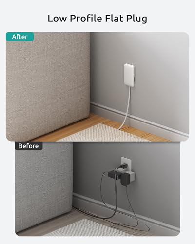 Flat Plug Surge Protector Power Strip, Outlet Cover Extension Cord 6ft - size: 5AC(6FT-3Prong)