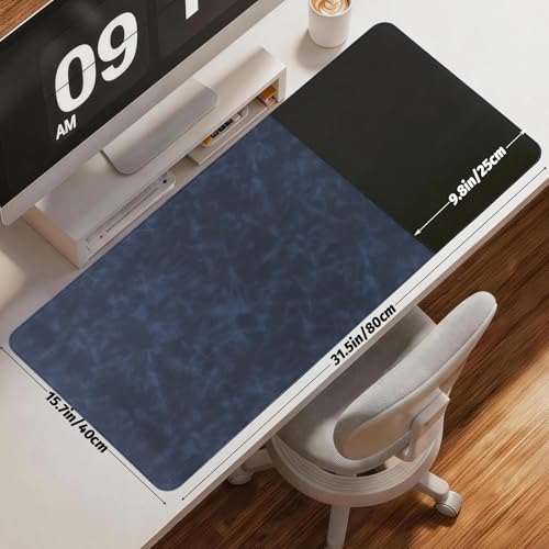 HAUTOCO Cork Desk Mat 31.5"x15.7", Distressed PU Leather & Cloth Desk Pad - color: Royal Blue, size: 31.5" x 15.7"