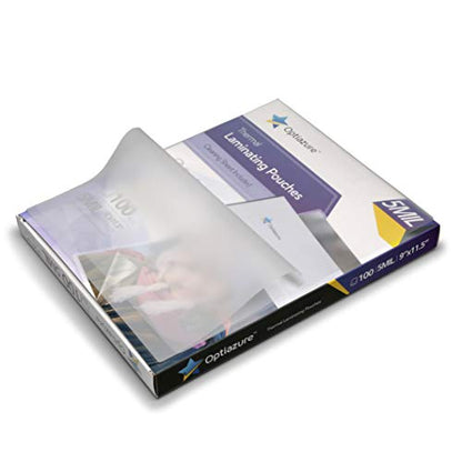 Optiazure Thermal Laminating Pouches 9"x11.5" Inches, 5mil 100Pack, Clear, Letter Size - size: 5mil 100PK