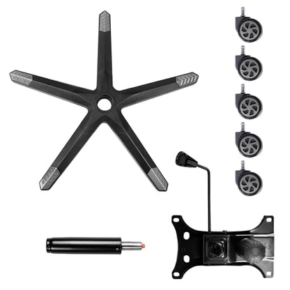 Frassie 28" Gaming Chair Base Replacement Set with Plate, Cylinder, Wheels | Heavy Duty Nylon Gamer Chair Base Replace Kit with 5 Casters Grey - color: Grey