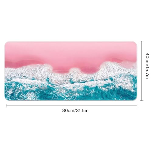 Large Mouse Pad, Mouse Pad, 31.5 x 15.7 Inch, Beach Pink | Blue Non-Slip Desk Pad Keyboard and Mouse Desk Mat for Gamer, Office & Home - color: Pink Blue Beach