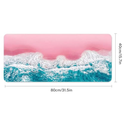 Large Mouse Pad, Mouse Pad, 31.5 x 15.7 Inch, Beach Pink | Blue Non-Slip Desk Pad Keyboard and Mouse Desk Mat for Gamer, Office & Home - color: Pink Blue Beach