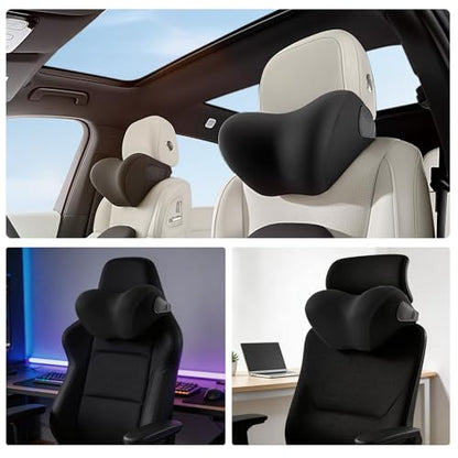 BEBAS Ergonomic Car Headrest Pillow, Memory Foam Neck Support, Black - color: Black