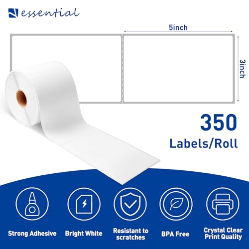 ESSENTIAL 3" x 5" Direct Thermal Shipping Labels, (350 Labels, 1 Roll) - size: 3"x5"