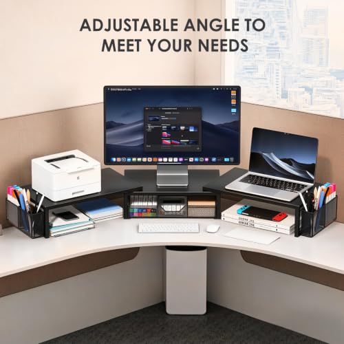 OPNICE Desk Organizers and Accessories, Dual Monitor Stand Riser - color: Matte Black