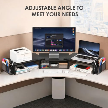 OPNICE Desk Organizers and Accessories, Dual Monitor Stand Riser - color: Matte Black