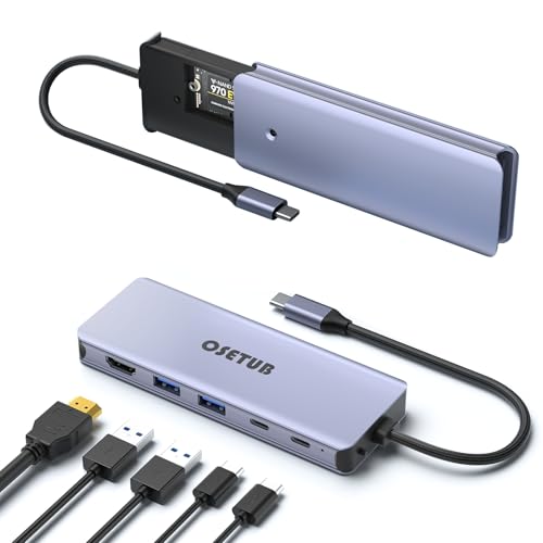 USB C Hub M.2 NVMe SSD Enclosure, 6 in 1 USB C Hub Multiport Adapter Fits PCIe 3.0 NVMe M.2 SSD, with 4K/60Hz HDMI,10Gbps USB 3.1 Gen2(2 Ports),10Gbps USB-C,100W PD Compatible with MacBook Pro - size: 6 in 1 Support NVMe-A