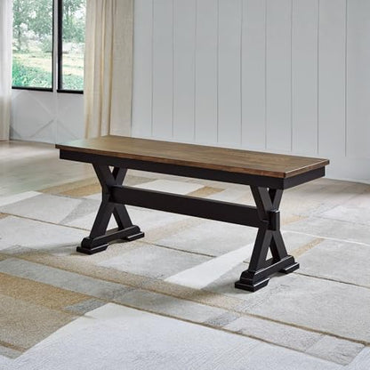 Signature Design by Ashley 1-Piece Wood Dining Bench, 48" 2-Tone Farmhouse - style: Dining Bench