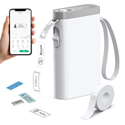 Nelko 2.0 P21 Label Maker, Bluetooth Label Makers, Wireless Mini Label Maker Machine with Tapes, Inkless Portable Label Maker, Multiple Templates for Home, Kitchen, School, Office Organization, White