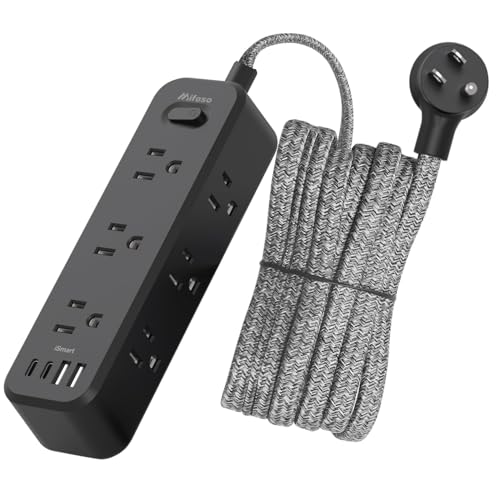 25FT Extension Cord with Multiple Outlets, 13-in-1 Long Power Strip with 9 Wide Spaced Outlets and 4 USB Ports, Flat Plug Wall Mount Charging Station for College Dorm Room Essentials, Office, Black - color: Black, size: 25FT