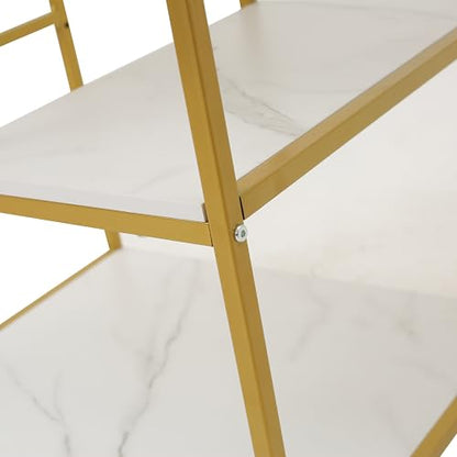 3-Tier Rolling Printer Cart Table Stand Shelves, PC Tower Stand Shelf With Wheels - Under Desk Shelf Unit Storage And Organization, End Sofa Table For Home, Office (White Gold) - color: White Gold