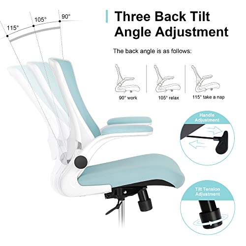Misolant Tall Office Chair, Drafting Chair for Standing Desk, High Office Chair with Adjustable Lumbar Support, Flip-up Arm and Footrest Ring, Tall Drafting Chair for Bar Height Desk - color: Sky Blue