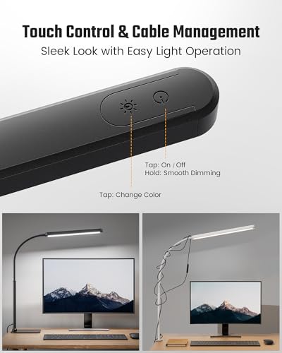SUPERDANNY Eye-Caring LED Desk Lamp Work Lamp Office Lamp with Base - color: Black, size: Base Stand
