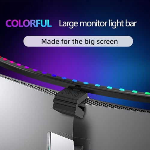 Focket RGB Monitor Light Bar, 2 in 1 Curved 7 Colors TV Backlight Computer Light Bar, Voice Activated Screen Light Bar with Timer, Stepless Dimmer, Dynamic Music Rhythm, Touch Control