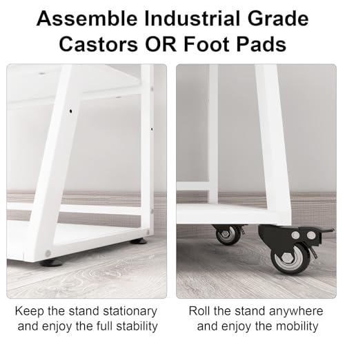 Natwind 3 Tier Large Printer Stand, 24"x20", with Charging Station,White - color: White, size: 23.6''x19.7''