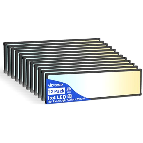 AIKVSXER 12Pack 1x4 LED Flat Panel Light, 6500LM Ultra-Bright, 30-50W Black - color: Black, size: 1x4ft-12P