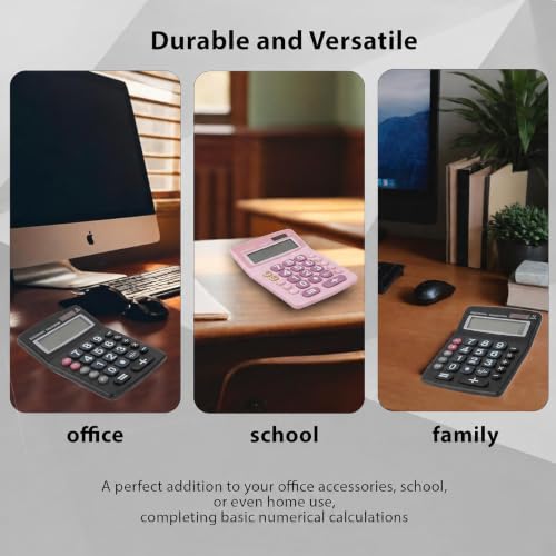 Lily's Home Jumbo 12-Digit Desktop Calculator Set of 2 (Black & Pink), Solar/Battery Dual Power, Large Tilted LCD Display, Big Button Design, Quiet Operation, for Office, School, Business & Home Use - color: Black&Pink