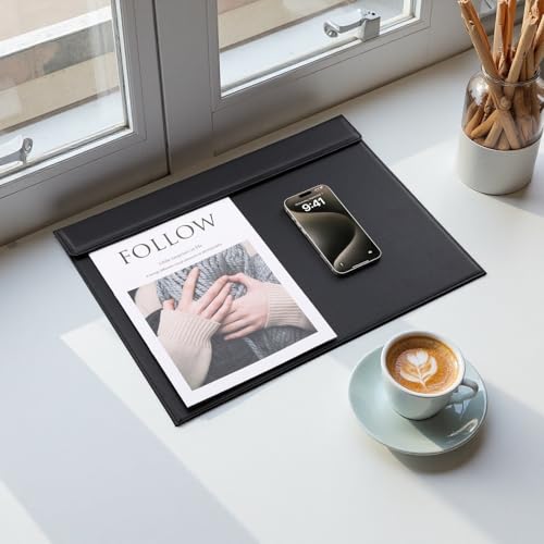 KINGFOM 18''x14'' Large Rectangle A3 Desk Writing & Drawing Desk Pad &Board Table Protector Mat with Paper Clip on Top Black - color: Black-a186