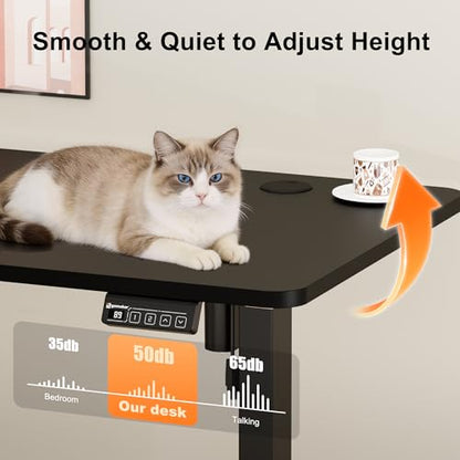 47"x24" Standing Desk, Height Adjustable Sit-Stand Home Office, Black | Electric Adjustable Standing Desk, Sit to Stand Computer Office Desk with Splice Board, Memory Preset, Lifts 28.7''-46.5" - color: Black Frame-black, size: 47.2-inch