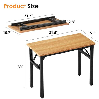 Need Small Folding Computer Desk, 31.5 Inch Writing Table, Teak & Black - color: Teak & Black, size: 31.5 inches