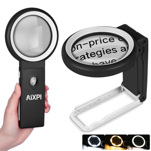 Magnifying Glass with Light and Stand 5X 10X Large for Reading