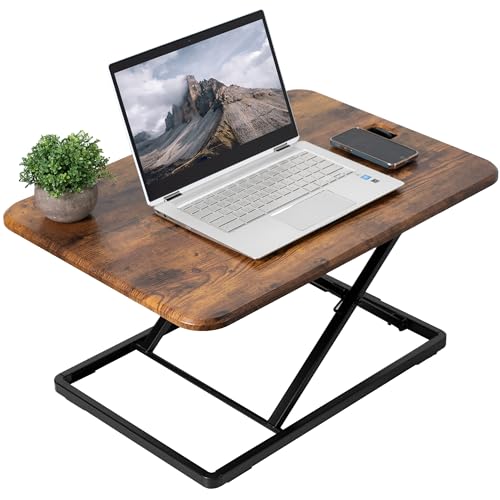 VIVO Vintage Brown 26 in Single Top Standing Desk Converter, DESK-V001JN - color: Vintage Brown, size: 26"