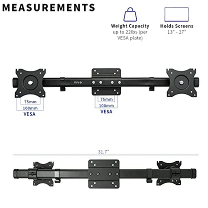 VIVO Black Dual VESA Bracket Adapter, Up to 27 in Screens, MOUNT-VW02A