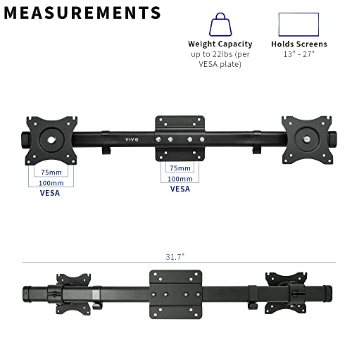 VIVO Black Dual VESA Bracket Adapter, Up to 27 in Screens, MOUNT-VW02A