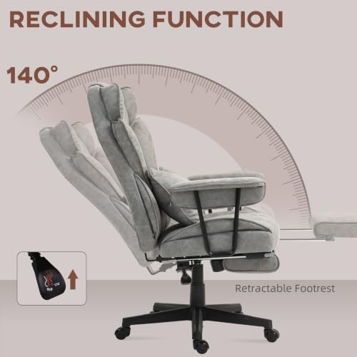HOMCOM Massage Executive Office Chair 6 Vibration Points 400LBS Gray - color: Grey