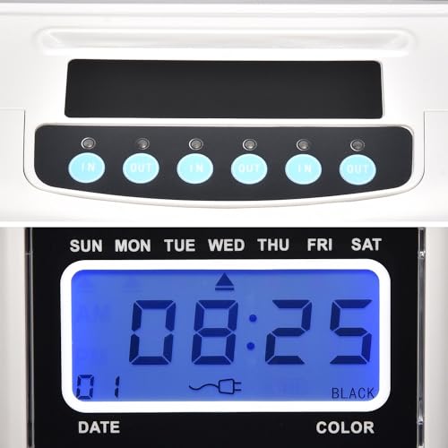 Electronic Time Clock Attendance Machine, LCD Display, Automatic Time Calibration, Wall-Mounted Desktop Employee Attendance Punch Time Clock Recorder (Time Systems + Card Rack)