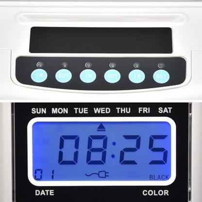 Electronic Time Clock Attendance Machine, LCD Display, Automatic Time Calibration, Wall-Mounted Desktop Employee Attendance Punch Time Clock Recorder (Time Systems + Card Rack)