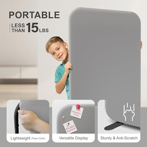 DECOLAB Portable Freestanding Room Partition & Desk Divider Set for Home Office, Classroom, Shared Workspace, Steel