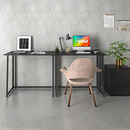 4NM 31.5" Small Folding Desk, Foldable Computer Home Office Desk, Study Writing Table for Small Space Saving Bedroom, Easy Assembly - All Black - color: All Black, size: 31.5"W x 17.7"D